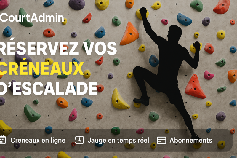 Réservation de créneaux d'escalade en salle avec CourtAdmin